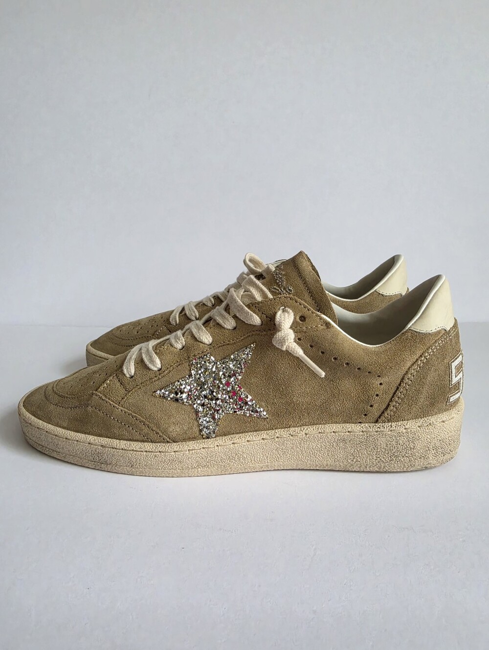 Golden Goose Ball Star Sneakers Desert Beige Cream Glitter EU 40 US 10 - Picture 7 of 12